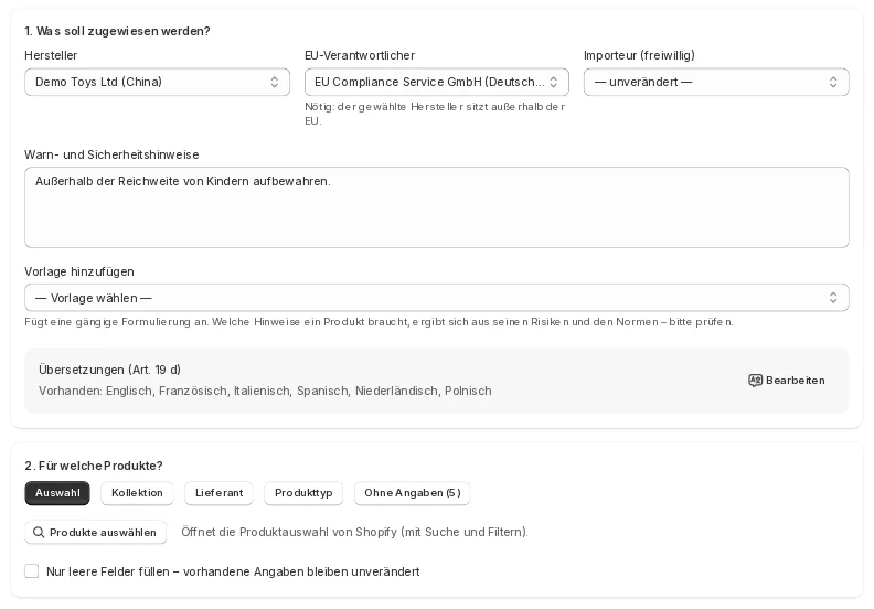 EuKlar: Hersteller, EU-Verantwortlichen und Warnhinweise vielen Produkten zuweisen